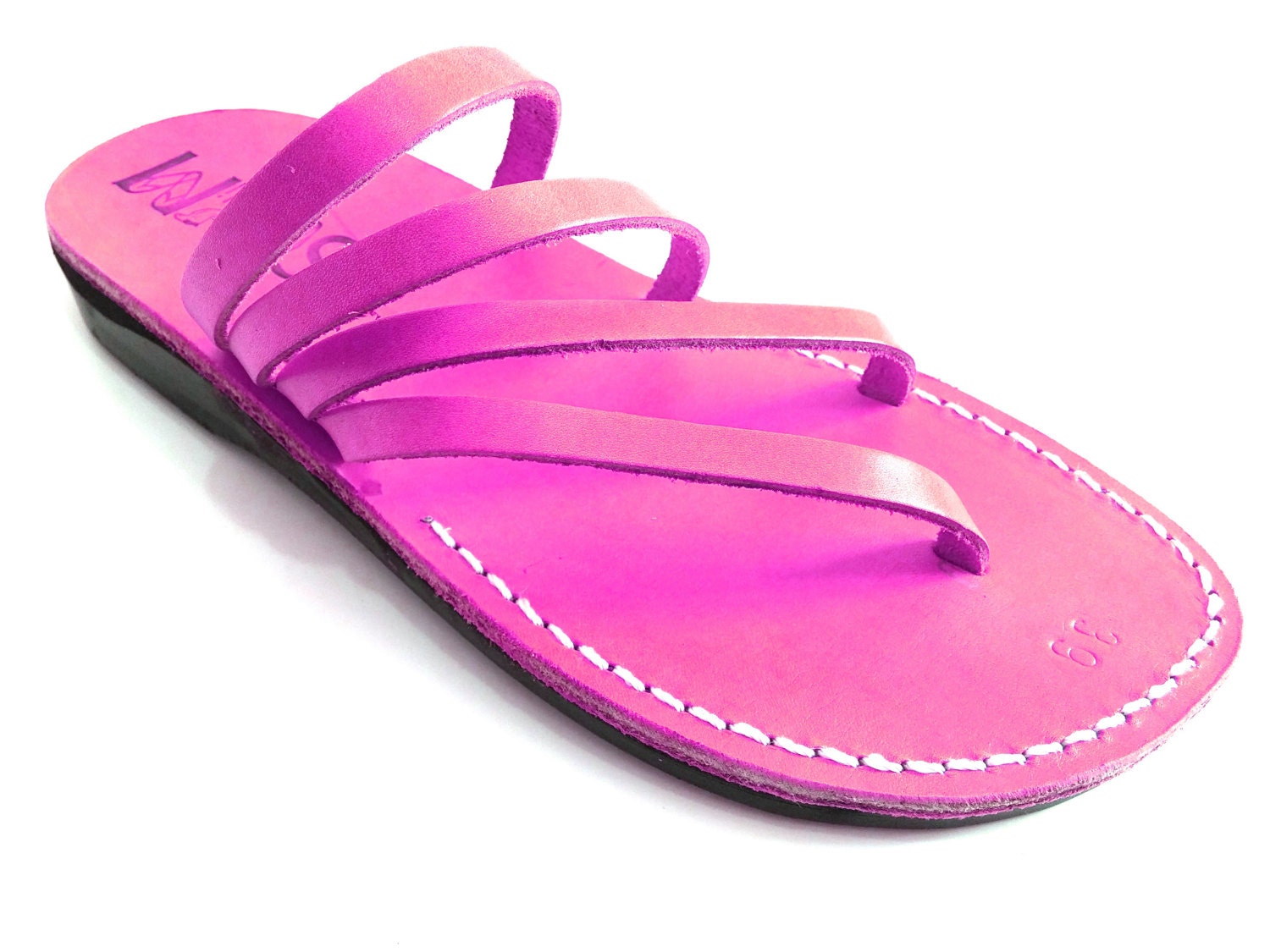 pink leather sandals flat