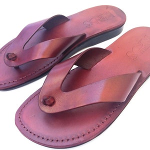 Brown Genuine Leather Sandals for Men, Men&#39;s Everyday Shoes, Summer Flip-Flops Flats Sandals for Comfort Walking, VICTORY