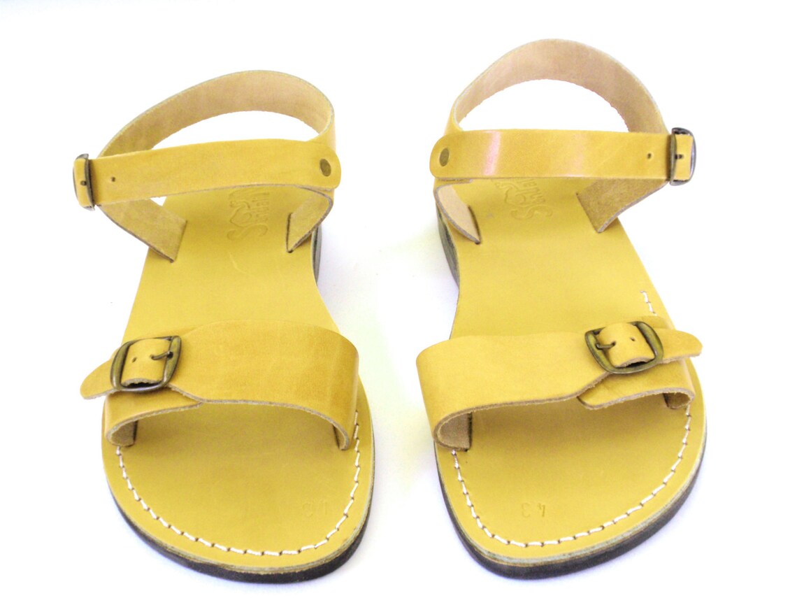 Yellow Leather Sandals for Women Classic Biblical Jesus Etsy