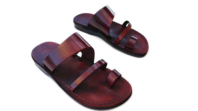 mens leather sandals black