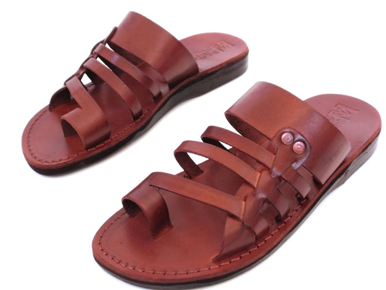 New Men Leather Sandal Brown Jesus Sandal Slip on Sandals | Etsy