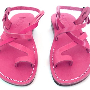 Ladies Pink Leather Summer Sandals, TEL AVIV image 1