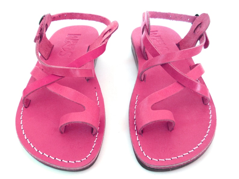 Ladies Pink Leather Summer Sandals, TEL AVIV image 1