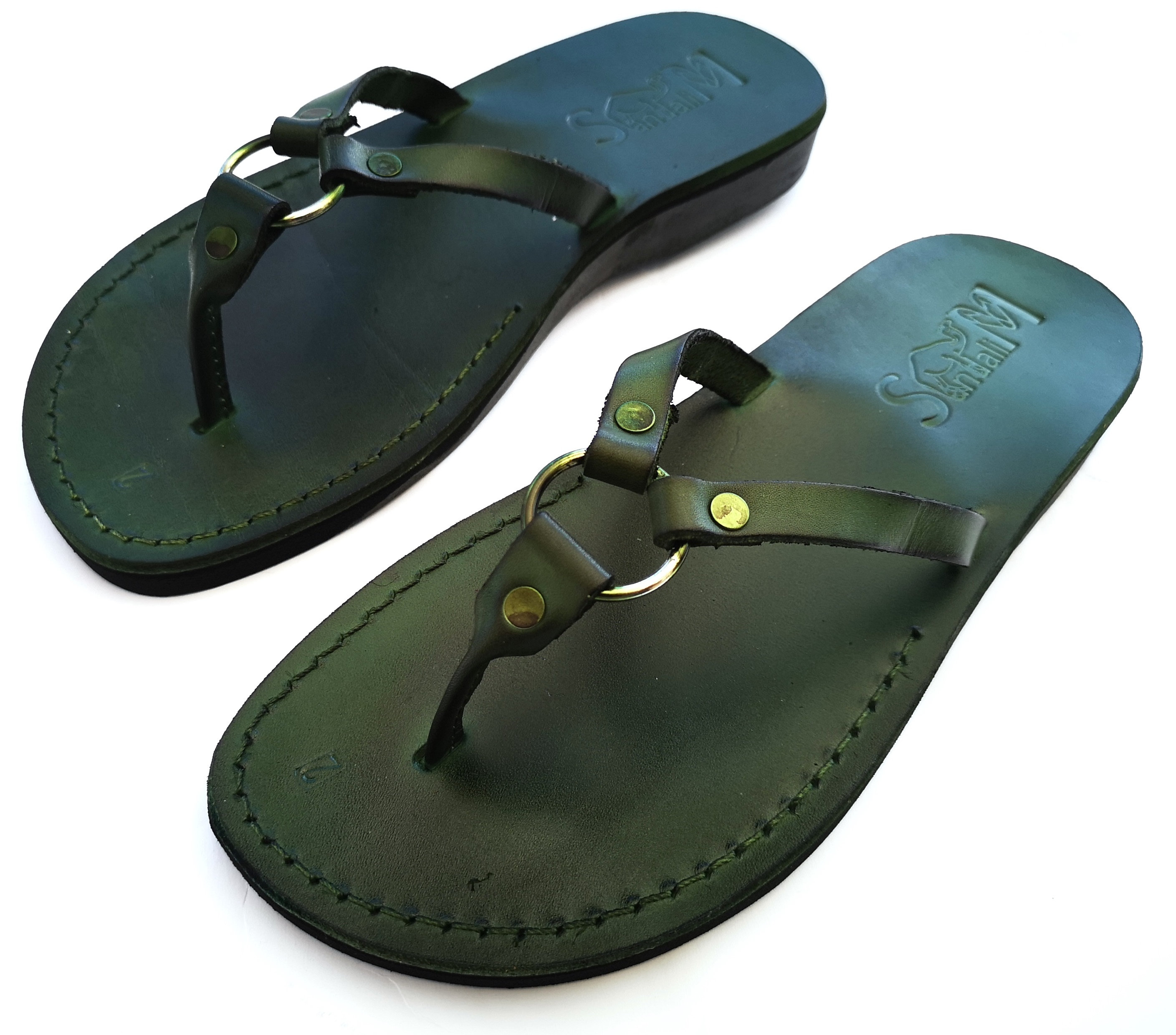 Leather Flip Flops, ' Summer Sandals, Saturn Women's Green Custom Etsy - Sandalimshop