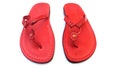 Red Leather Women's Sandals, Ladies' Minimalist Flip Flops, SATURN product logo