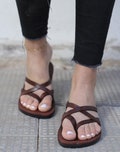 Brown Genuine Leather Summer Sandals for Women, CRISSCROSS product logo