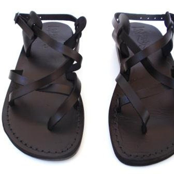 Black Leather Jesus Sandals for Men and Women, Classic Greek Style, Spartan Grecian Roman Sandals, TROY