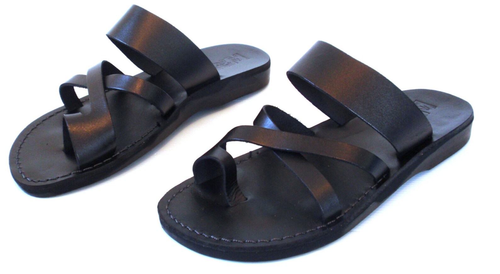 Men Leather Sandal Black Jesus Sandals Slip on Flip Flops | Etsy