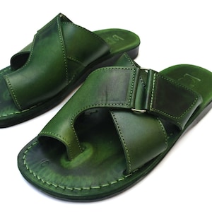 Green Leather Sandals for Men and Women, BROOKLYN