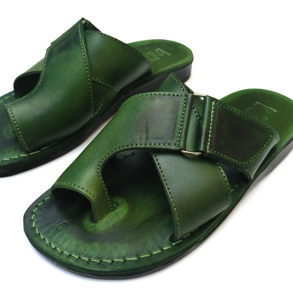 Green Leather Sandals for Men and Women, BROOKLYN