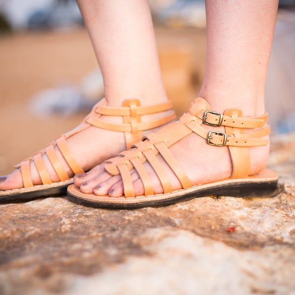 Natural Leather Fisherman Sandals for Women, Elegant Ankle Strap Summer Everyday Shoes for Women, KAPLAN