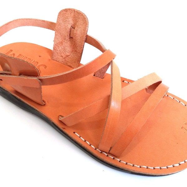 Natural Leather Strappy Sandals for Women & Men, Grecian Roman Flats, Comfort Walking Ladies Shoes, LONDON