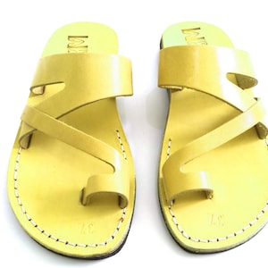 Yellow Greek Leather Sandals for Women and Men, JERICHO
