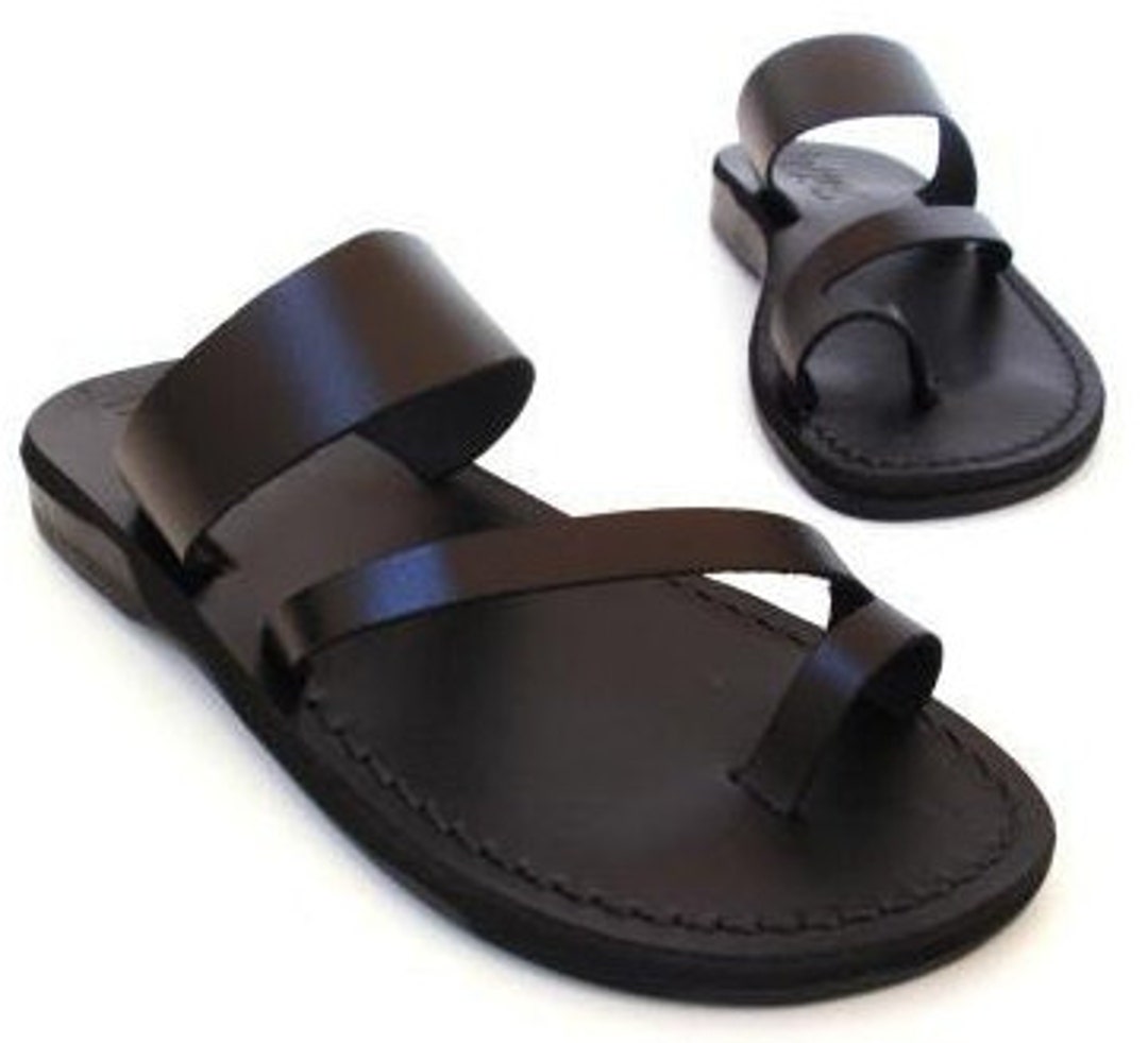 Black Leather Sandals for Women Ladies' Classic Summer - Etsy