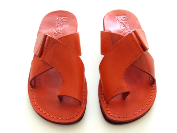 New Men's Leather Sandal Orange Jesus Slip on Sandals | Etsy