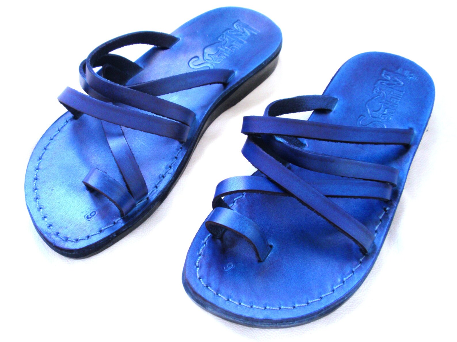 Black Leather Toe Ring Sandals for Ladies Comfortable Etsy