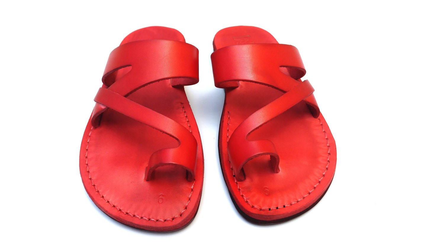 Leather Flip Flops Sandals For & Men, Jericho Women's Red Custom Etsy - Sandalimshop