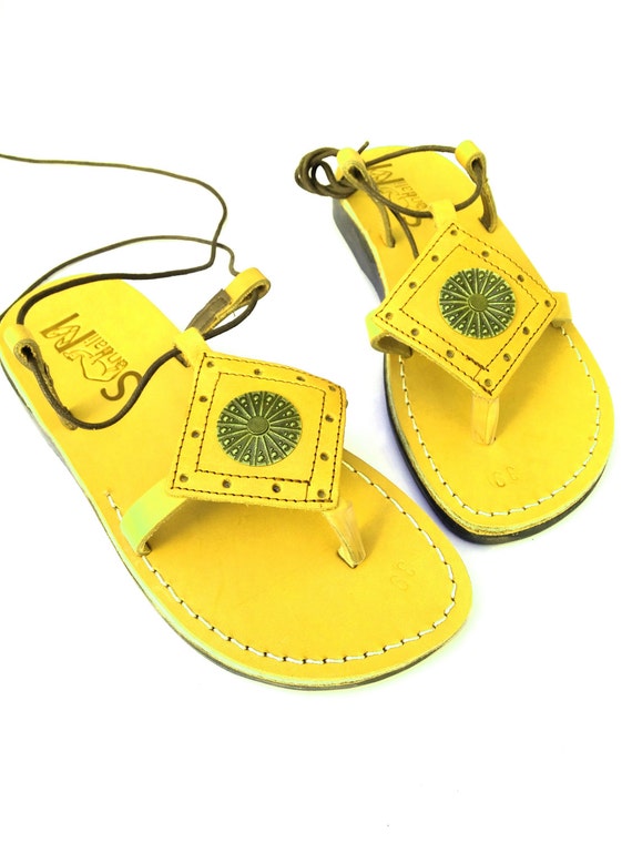 yellow chunky sandals