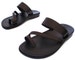 Black Leather Sandals for Women, Ladies' Classic Summer Everyday Comfortable Shoes, Unique Flats Flip Flops Open Toe Sandals, MARIANO 