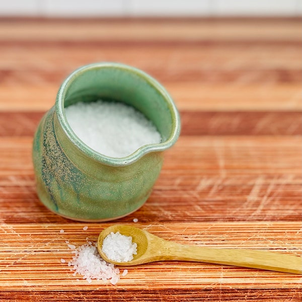 Salt cellar + Spoon (Green Glaze)