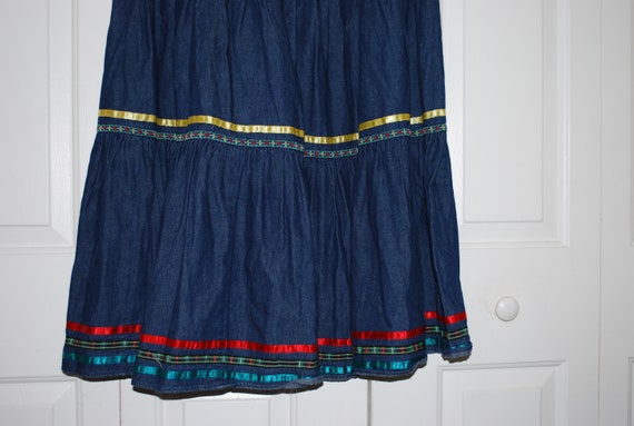 Vintage Maxi Jean Skirt Size 16 Women's Long Blue… - image 2