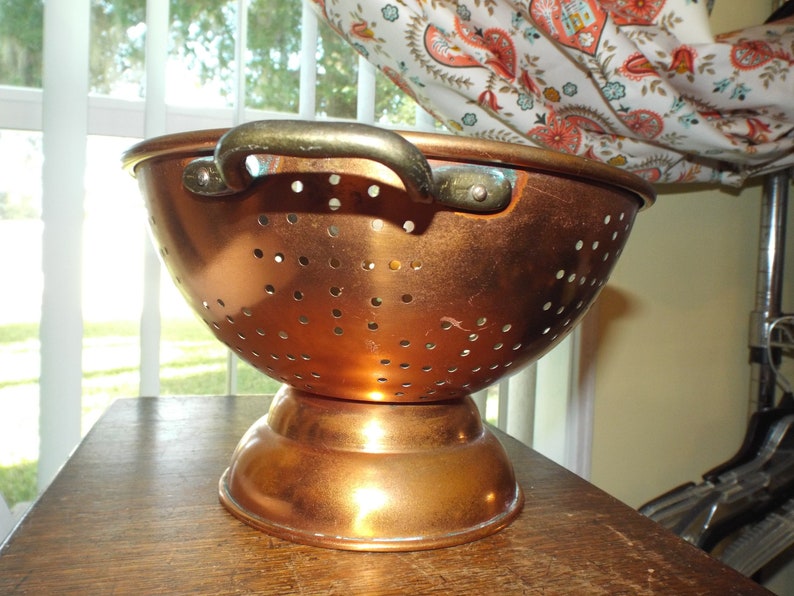 Collectible Copper Colander Country Farmhouse Decor