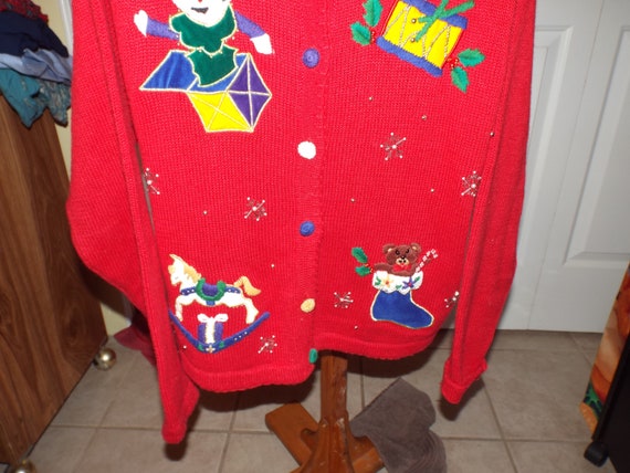 Christmas Cardigan Sweater, Vintage Ugly Christma… - image 8