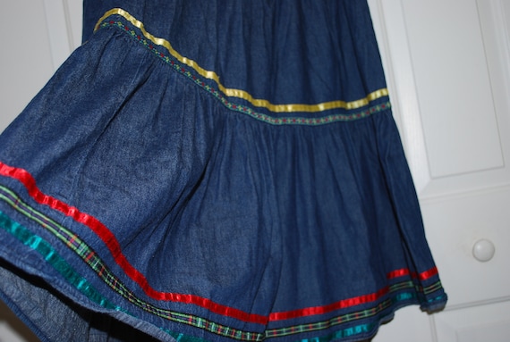 Vintage Maxi Jean Skirt Size 16 Women's Long Blue… - image 9