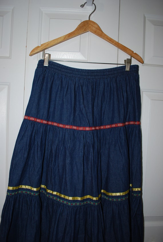 Vintage Maxi Jean Skirt Size 16 Women's Long Blue… - image 5