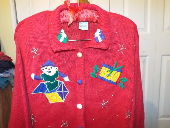 Christmas Cardigan Sweater, Vintage Ugly Christma… - image 10