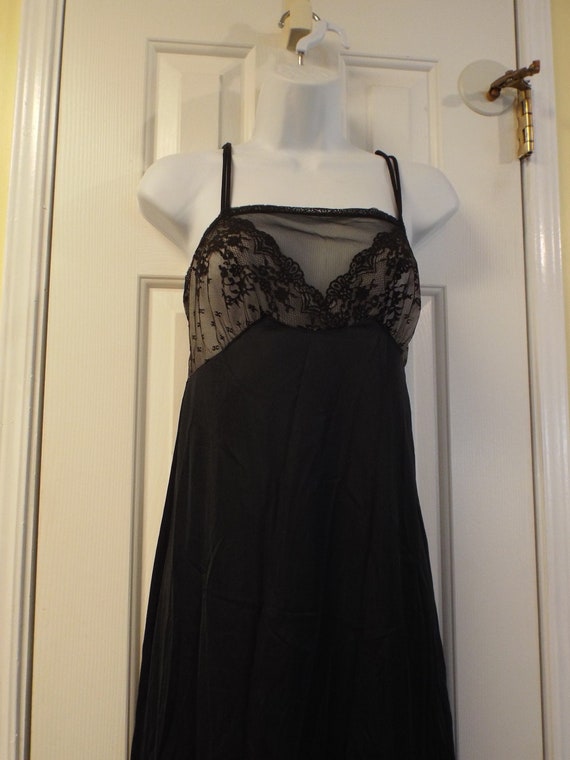 Sexy Black Lace Nightgown, Vintage Lace Nighty, Ro