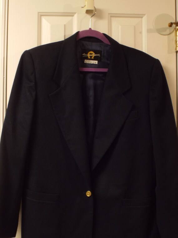 1980s Navy Etienne Aigner Blazer Preppy Minimalis… - image 3