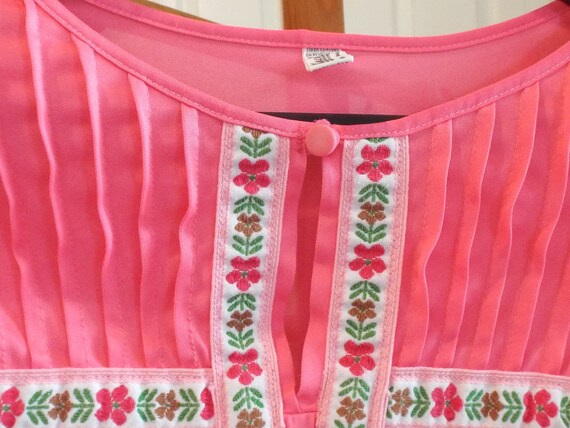 Women's Hot Pink Nightgown, Vintage Pink Long Nig… - image 3