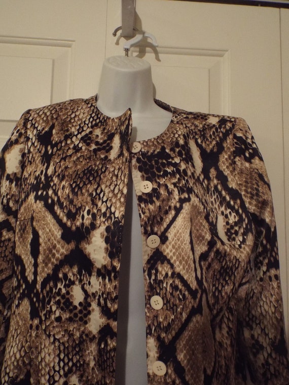 Anne Klein Jacket, Snake Print Duster - image 3