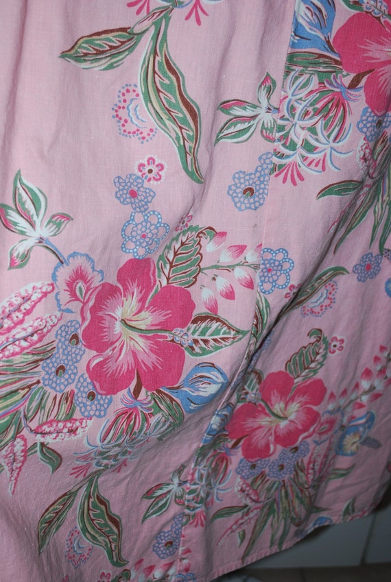 Women's Maxi Dress Boho Vintage Pink Floral Linen… - image 10