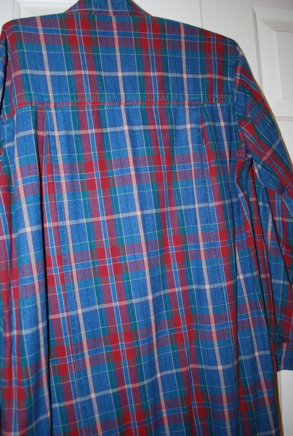 Vintage L L Bean Midi Dress Plaid Modest Clothing - image 7