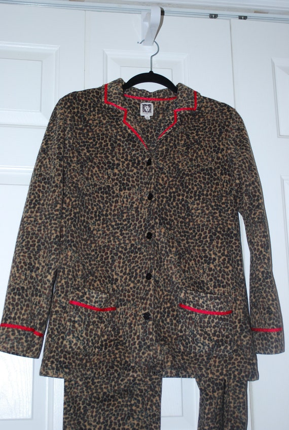 Vintage Animal Print Pajamas Anne Klein Leopard L… - image 1