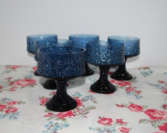 Vintage Lenox Smoky Blue Crystal Dessert Glasses