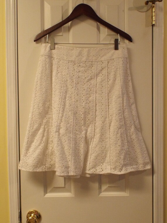 White Eyelet Skirt, Cotton Prairie Skirt, Boho Ski
