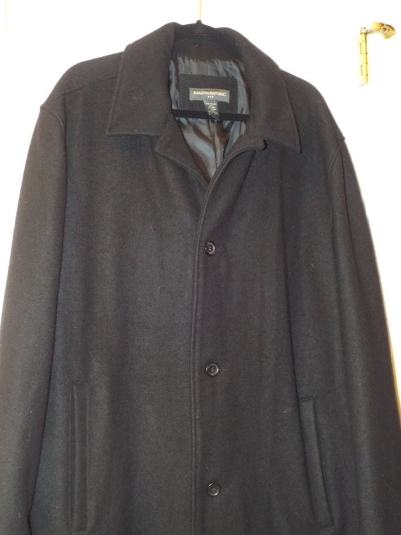 Mens Black Coat Banana Republic Size XL Warm Winte