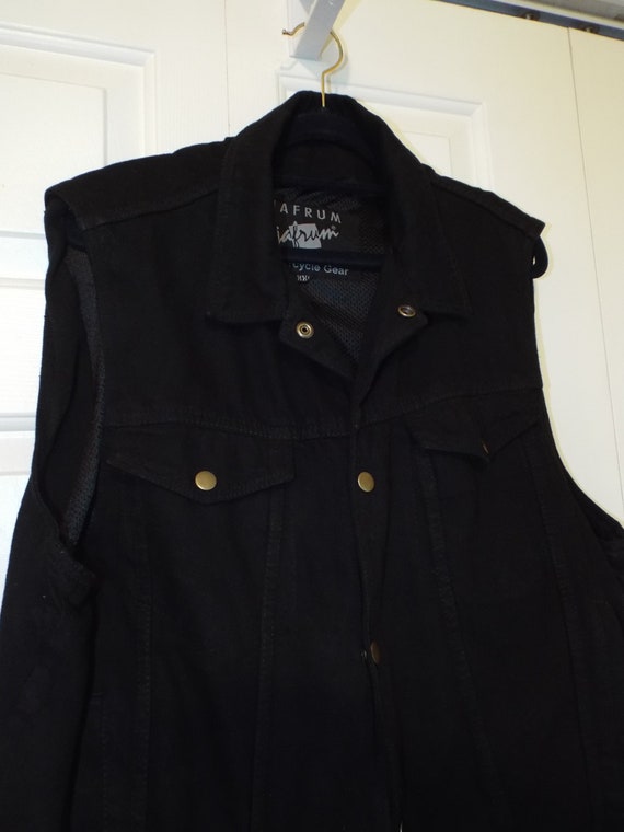 womens black denim motorcycle vest