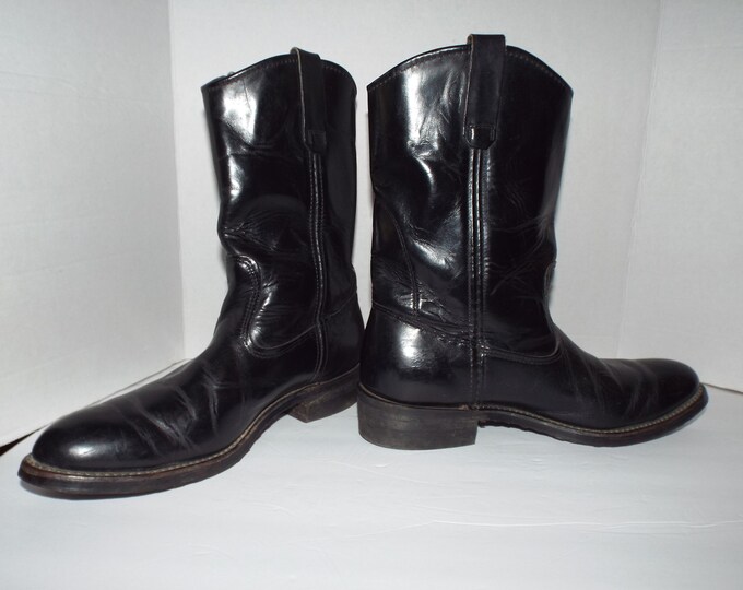 Men's Black Leather Boots, Vintage Black Boots Etsy