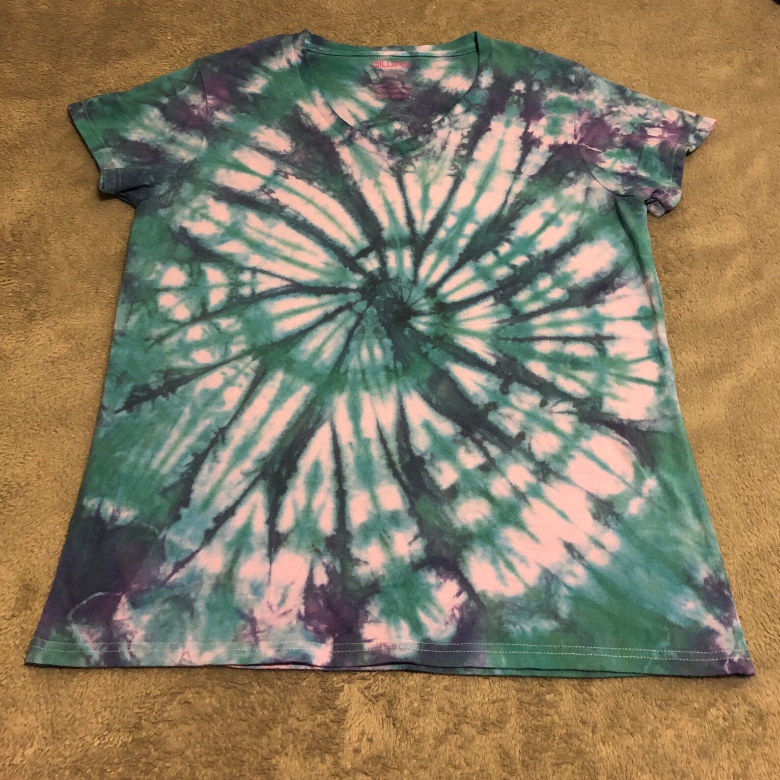 Tie Dyed Tshirt Womens size Large V Neck Etsy