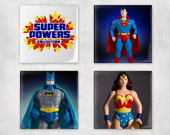 Super Powers Collection - Set of 8 Retro Glossy Tile Coasters