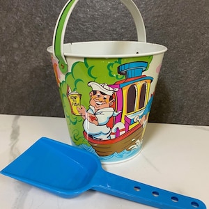 Vintage Ohio Art Beach Sand Pail & Shovel Set: Sailor Gone Fishing