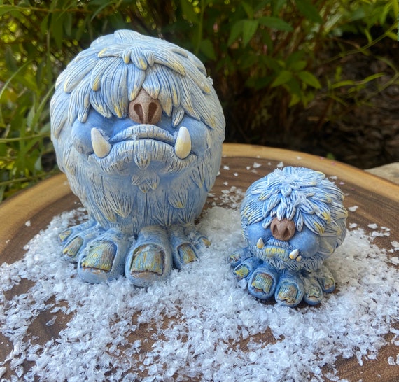 Snowballs and mini Yetis- Made to order sculpture. Sasquatch snowball yeti  sculptures