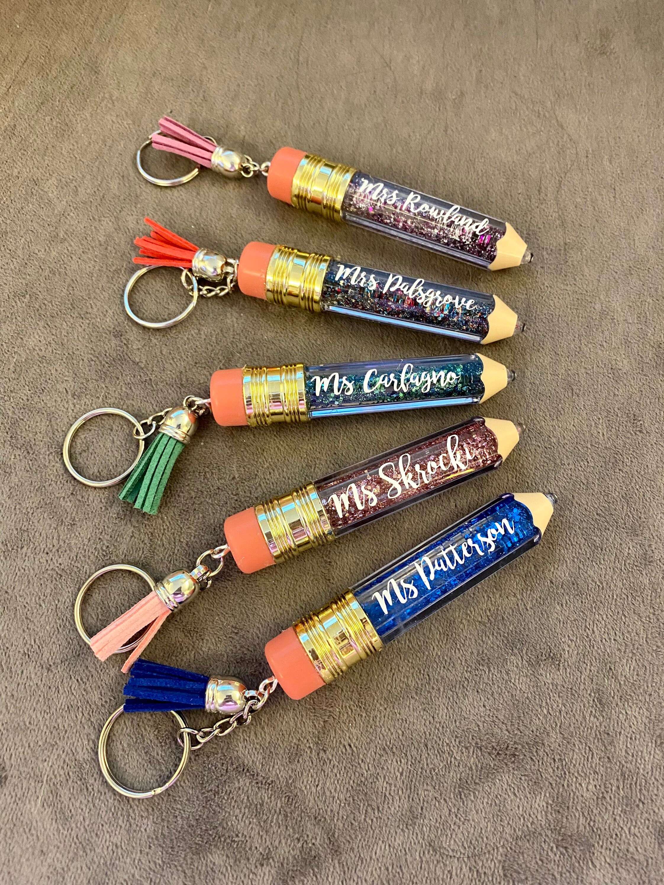 Floating Glitter Personalized Pencil Keychain Etsy UK