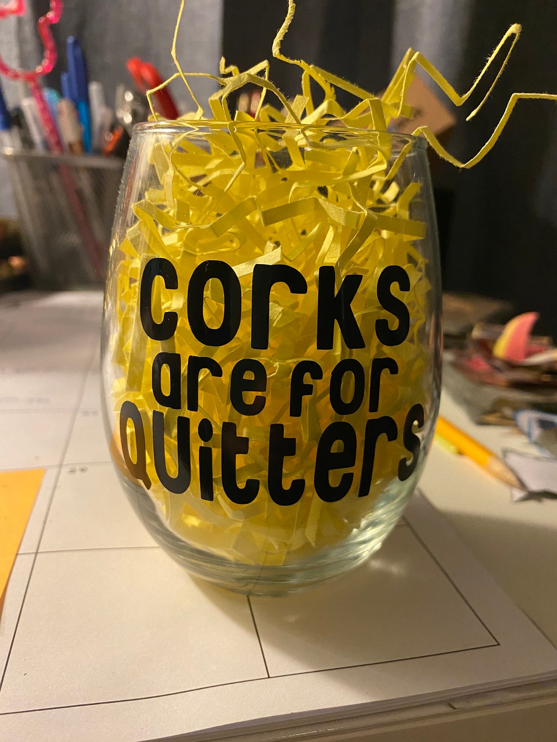 Corks are for Quitters Wine Glass Etsy.de
