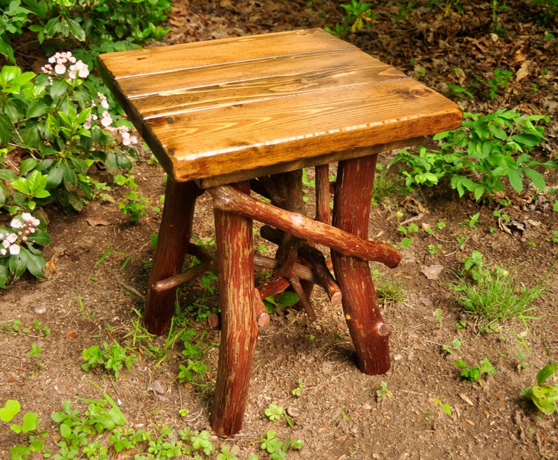 Rustic Handmade End Table Log Cabin Adirondack Art Furniture Etsy