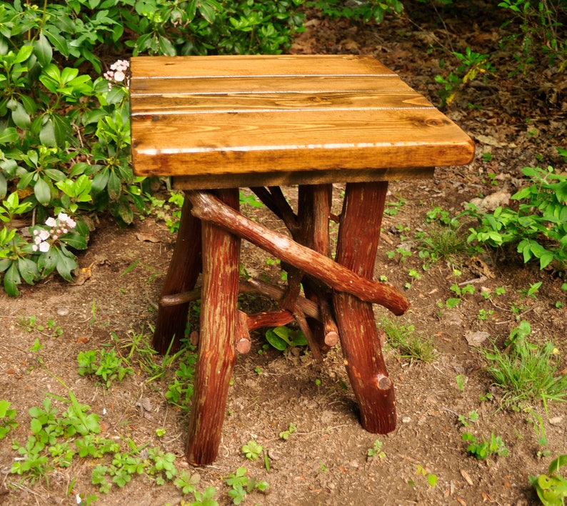 Rustic Handmade End Table Log Cabin Adirondack Art Furniture Etsy
